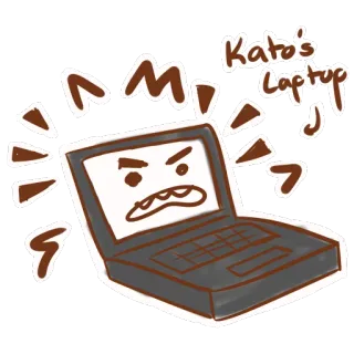 💻 c57d4dfa Kato's Laptop Portatile, Cartone animato, Computer, Arrabbiato whatsapp sticker