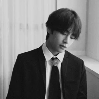 🕯 53fc99b1 V kpop, айдол, bts, тэхён, певец, черно-белый, портрет whatsapp sticker