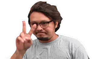 ✌ d2d382f0 和平, 手势, 手指, 男人, 眼镜, T恤 telegram sticker