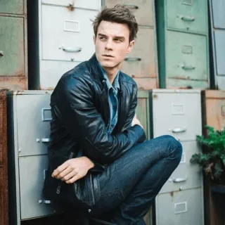 🚩 e20d706f Mann, Lederjacke, Denim, Dateien, Porträt, Erwachsener, Model whatsapp sticker