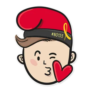 😘 b2450e27 #NO155 卡通, 表情符号, 脸, 帽子, 心, 政治 whatsapp sticker