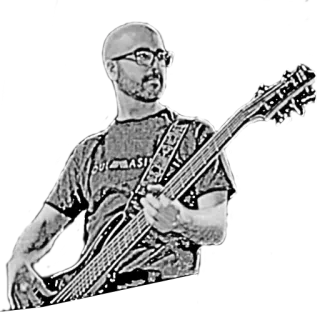 🎸 a6682f2a pria, gitar bass, musisi, kacamata, musik, instrumen whatsapp sticker