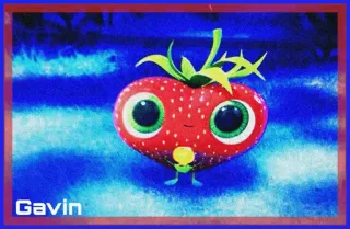 🍓 036e4463 Gavin สตรอว์เบอร์รี, ผลไม้, ตัวละคร, น่ารัก, Gavin whatsapp sticker