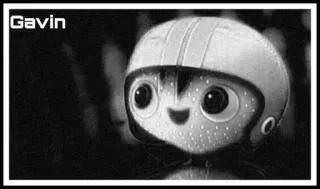 🍓 c741cde9 Gavin ภาพเคลื่อนไหว, หมวกกันน็อก, ขาวดำ, ตัวละคร whatsapp sticker