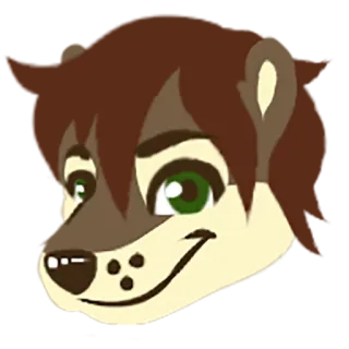 🙂 c7378ddf Furry, Animal, Retrato, Dibujo animado, Marrón, Ojos verdes, Mamífero whatsapp sticker