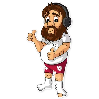👍 30adc0bb мультфильм, мужчина, большой палец вверх, наушники, повседневная одежда, персонаж telegram sticker