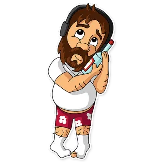☺️ 4e334b14 мужчина, мультфильм, наушники, алкоголь, выпивка, наклейка telegram sticker
