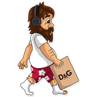 🚶 7c800858 D&G мужчина, мультфильм, наушники, шопинг, dolce & gabbana, борода, сумка, d&g telegram sticker
