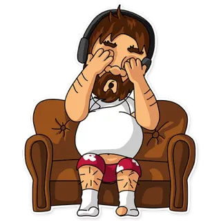 🙈 cab339c0 мужчина, диван, наушники, отдых, стикер telegram sticker