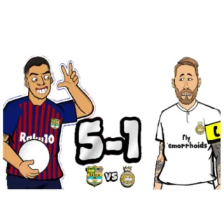 😂 8499f3c3 5-1 sepak bola, sepak bola, Barcelona, Real Madrid, skor whatsapp sticker