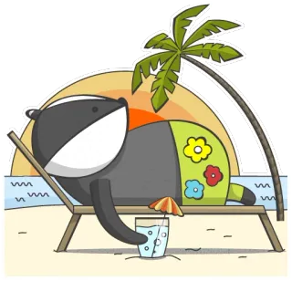 🌴 6a2312ec แบดเจอร์, ชายหาด, วันหยุด, ผ่อนคลาย, ฤดูร้อน, เขตร้อน, การ์ตูน telegram sticker