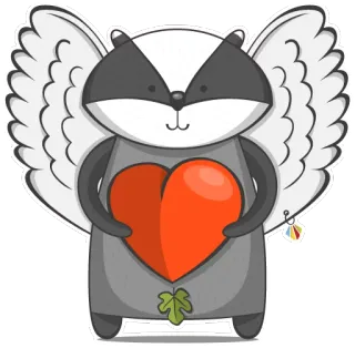 😇 6b8530b7 แบดเจอร์, ปีก, หัวใจ, สัตว์, น่ารัก, การ์ตูน, สติกเกอร์, นางฟ้า telegram sticker