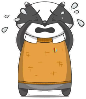 😢 73e3380b เศร้า, ร้องไห้, อีโมจิ, แบดเจอร์, การ์ตูน telegram sticker