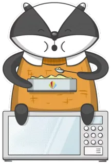 🍪 8ac3ae3d แบดเจอร์, การ์ตูน, สัตว์, ไมโครเวฟ, อาหาร, กิน, อาหารเย็น telegram sticker