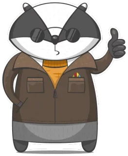 😎 c2ea4390 แบดเจอร์, สัตว์, การ์ตูน, แว่นกันแดด, ยกนิ้วโป้ง, เสื้อแจ็คเก็ต, น่ารัก telegram sticker