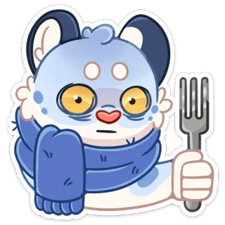 🍴 0210e795 animal, bear, cartoon, sticker, fork, cute, winter, scarf telegram sticker