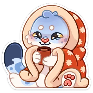 ☕️ ffe17ae2 cute, animal, cartoon, kawaii, cozy, drink telegram sticker