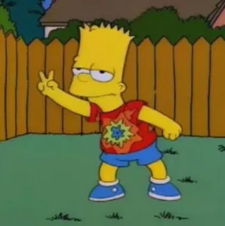 ✌️ 646857fc Bart Simpson The Simpsons Bart Simpson, kreskówka, znak pokoju, animacja, postać telegram sticker