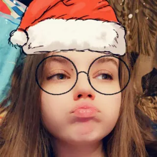 🤓 03ac9aee chica, gorro de navidad, gafas, retrato, selfie whatsapp sticker