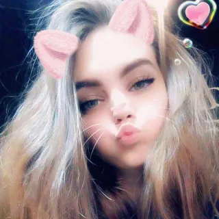 😙 11e59163 Selfie, Mujer, Filtro, Gatito, Retrato, Chica, Pelo, Belleza whatsapp sticker