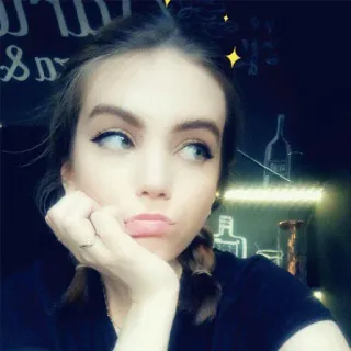 😒 59c86778 mujer, chica, puchero, trenzas, retrato, joven adulto, brillos whatsapp sticker