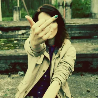 🖕 66e5ff1d dedo corazón, ofensivo, gesto, mujer, hacer la peineta whatsapp sticker