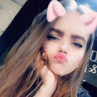 😣 df3b072a mujer, selfie, filtro, orejas, gato, joven, cara whatsapp sticker