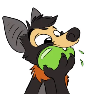 🍈 27e0914b murciélago, animal, dibujos animados, manzana, comiendo, peludo whatsapp sticker