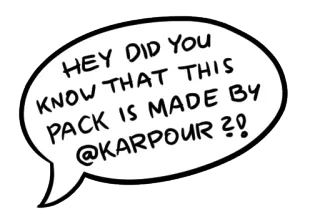 ❗️ 3d7b6c2a HEY DID YOU KNOW THAT THIS PACK IS MADE BY @KARPOUR ?! bocadillo de diálogo, texto, mensaje, branding, pack, sticker whatsapp sticker