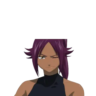 😉 3fcc9add Yoruichi Shihouin Bleach Anime, Yoruichi, Bleach, Personaje, Guiño, Mujer telegram sticker