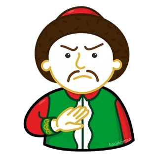 ✋ bd5c286b Desenho animado, Pessoa, Roupa tradicional, Bashkir, Mão parada telegram sticker