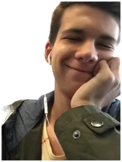 ☺️ d0112211 男性, ポートレート, 笑顔, イヤホン, カジュアル, 人 whatsapp sticker