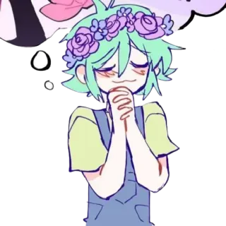 ☺️ 01f17bdb Basil Omori omori, 바질, 꽃 왕관, 애니메이션, 스티커 telegram sticker
