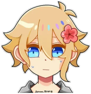 😶 05b4df50 Basil 애니메이션, 스티커, 만화, 귀여운, 금발, 꽃 telegram sticker