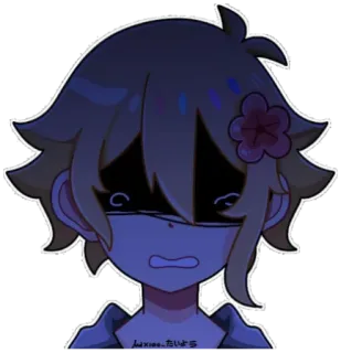 😢 167dd711 Basil Omori luxxioo.たけひら 애니메이션, 슬픈, Omori, 비디오 게임, 바질, 꽃 telegram sticker