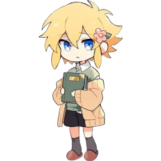 😟 3885414c Basil Omori 애니메이션, 비디오 게임, 귀여운, 캐릭터, 꽃, 책, Omori, Basil telegram sticker