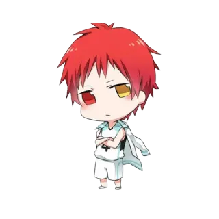 😑 d5d782ac anime, manga, chibi, cartoon, character, red hair whatsapp sticker