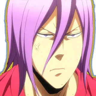 😠 6d140f87 Murasakibara Atsushi Kuroko's Basketball Anime, Manga, Pallacanestro, Capelli viola, Serio telegram sticker