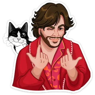 😌 88777095 만화, 남자, 윙크, 고양이, 제스처, 일러스트, 친근한 telegram sticker