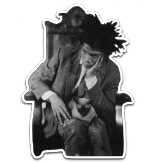 😸 7b635696 Jean-Michel Basquiat ジャン＝ミシェル・バスキア, アーティスト, 絵画, 肖像画, 猫, 椅子 telegram sticker