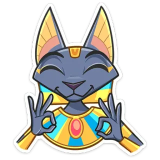 👌 fa7e2002 Anubis Anubi, gatto, dio egizio, emoji, adesivo, gesto ok telegram sticker
