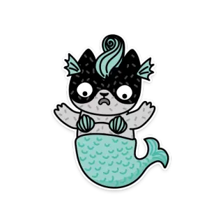 🐠 5c4a99a2 人魚, 猫, 子猫, 漫画, ファンタジー, 可愛い, 海の生き物 telegram sticker