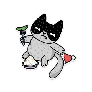 😛 db2b2a79 猫, ピクルス, サラダ, クリスマス帽子, 動物, 食べ物, お祝い telegram sticker