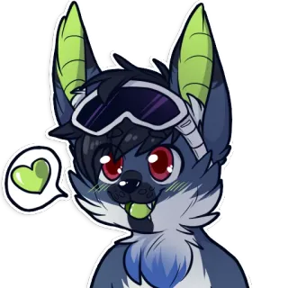 ❤ 19f42788 Furry, Animal, Dibujo animado, Lindo, Corazón verde, Corazón, Antropomórfico, Personaje whatsapp sticker