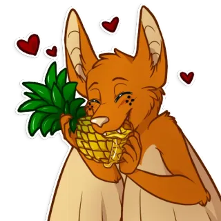 🍍 1ba99e01 murciélago, piña, fruta, animal, dibujo animado, lindo, corazones whatsapp sticker