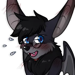 😳 1e833d1d Furry, Murciélago, Antro, Animal, Dibujo Animado, Gafas, Expresión whatsapp sticker