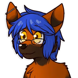 ❓ 1ea76367 Antro, Furry, Dibujos animados, Gafas, Pelo azul, Pendientes, Animal whatsapp sticker