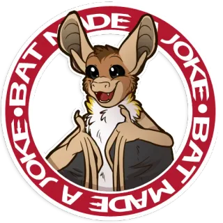 👍 4807666c BAT MADE A JOKE murciélago, broma, animal, pegatina, dibujo animado, gracioso whatsapp sticker