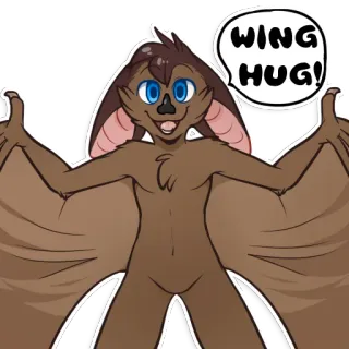 🙌 56ec850d WING HUG! murciélago, furry, abrazo, ala, animal, dibujos animados, lindo whatsapp sticker