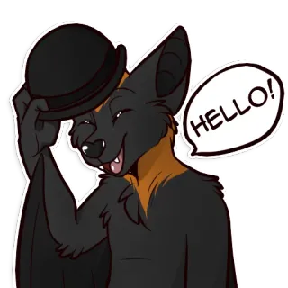 ✋ a4dfb43f HELLO! murciélago, hola, dibujo animado, animal, sombrero, saludo, amigable, lindo whatsapp sticker